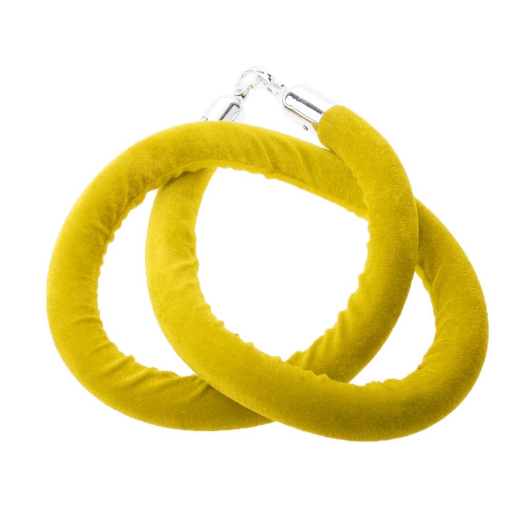 Barrier Rope Crowd Control Stanchion Queue Velvet Rope with Hooks 2m Yellow