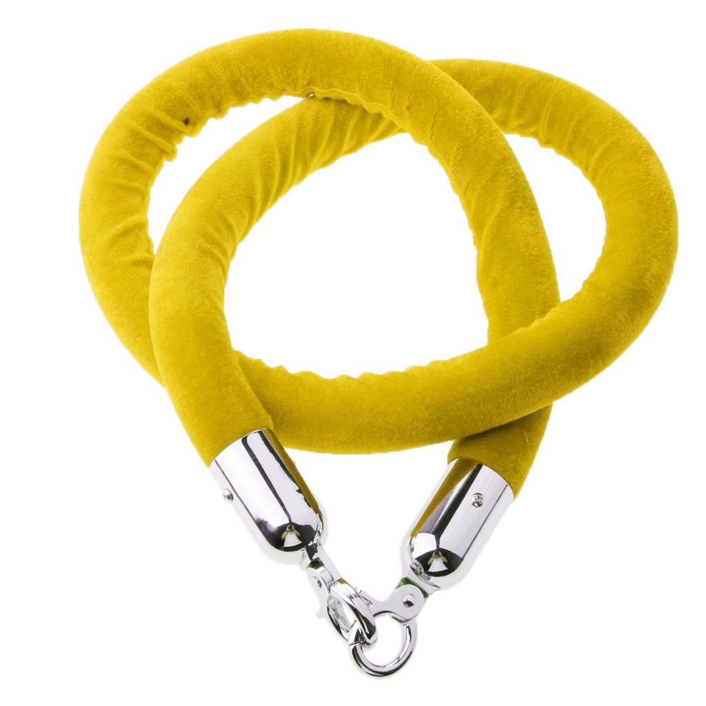 Barrier Rope Crowd Control Stanchion Queue Velvet Rope with Hooks 2m Yellow