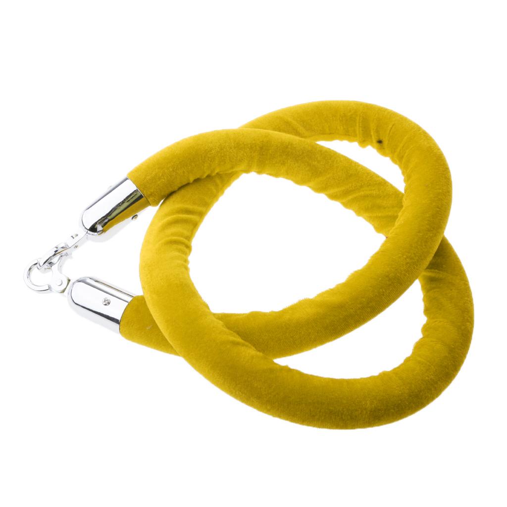 Barrier Rope Crowd Control Stanchion Queue Velvet Rope with Hooks 2m Yellow