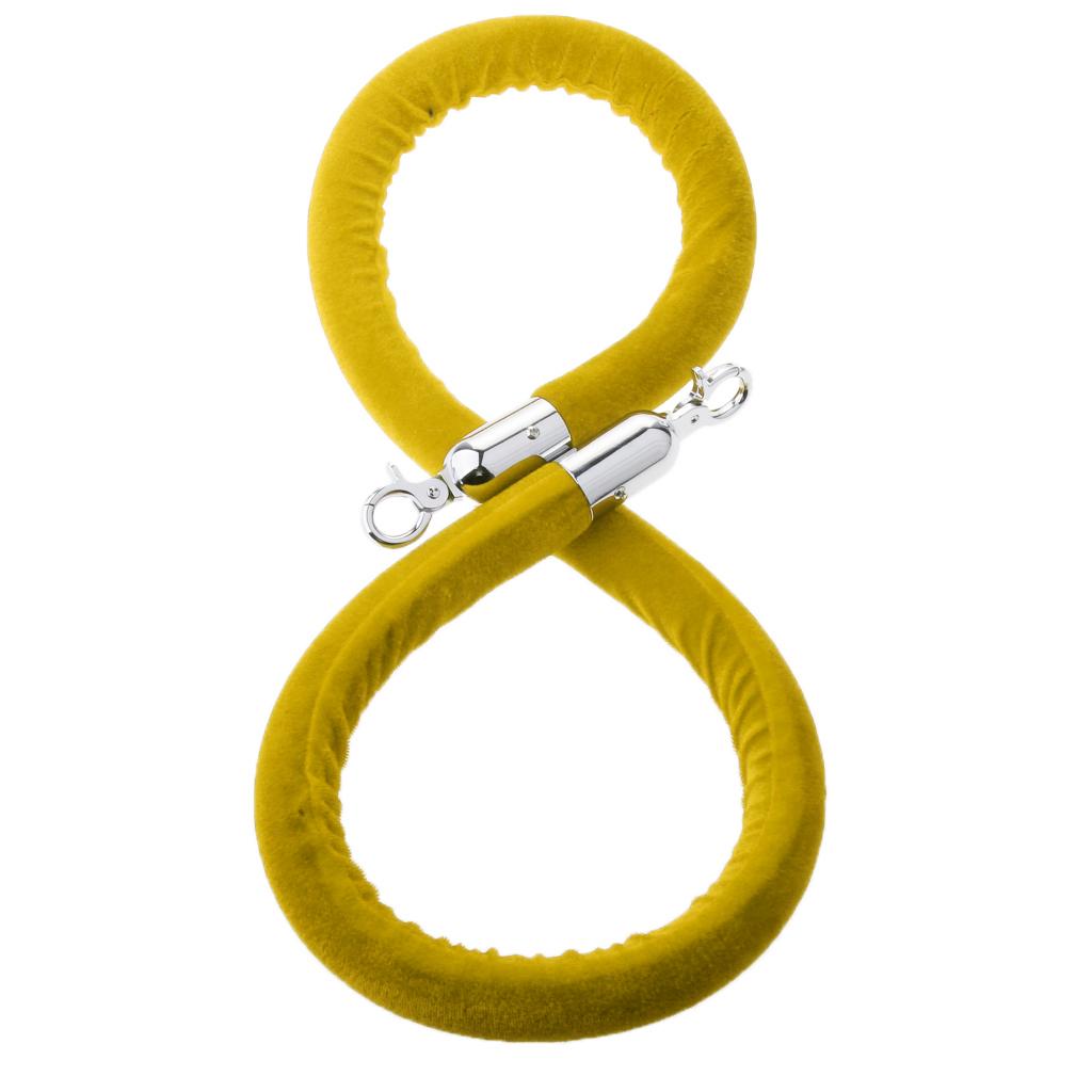 Barrier Rope Crowd Control Stanchion Queue Velvet Rope with Hooks 2m Yellow