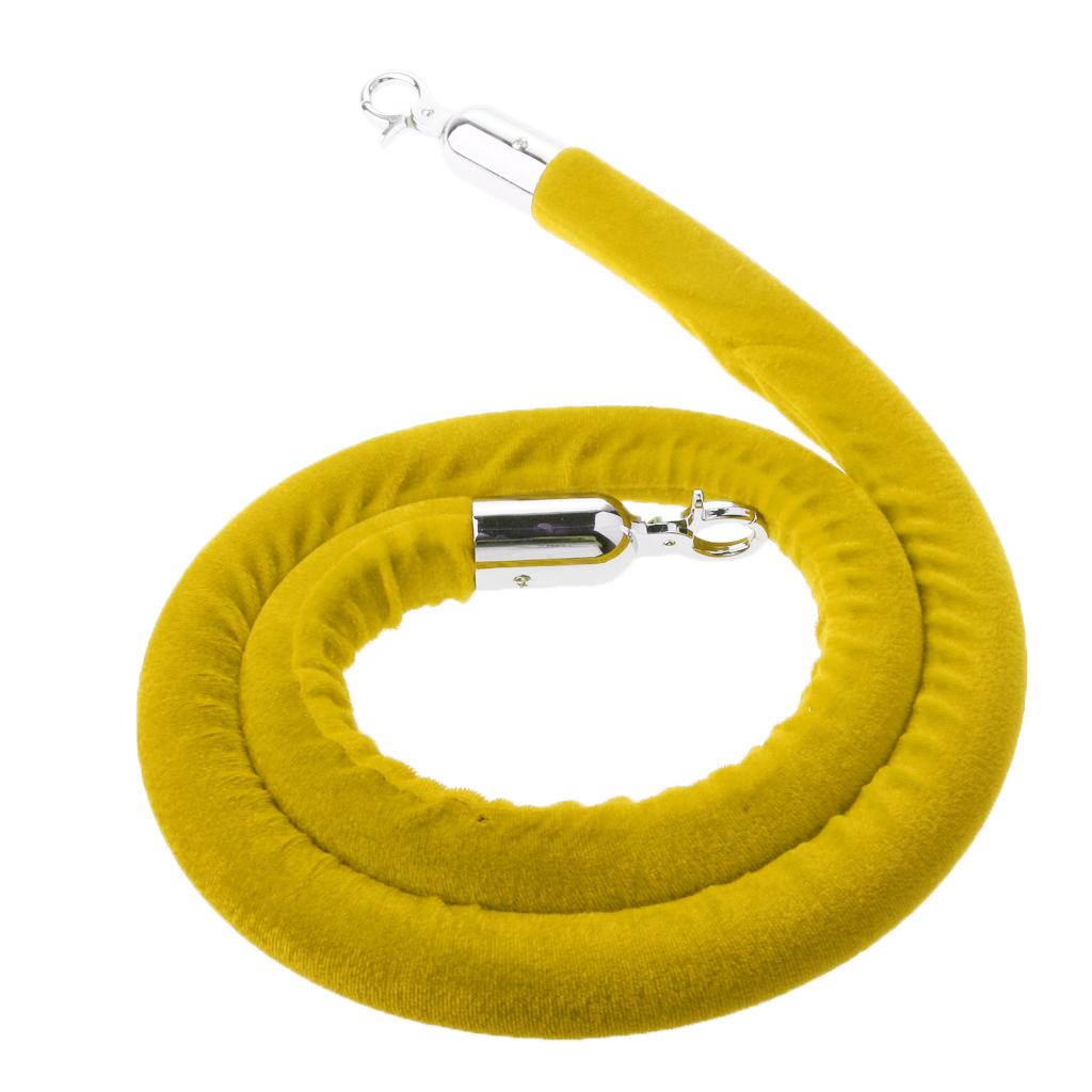 Barrier Rope Crowd Control Stanchion Queue Velvet Rope with Hooks 3m Yellow