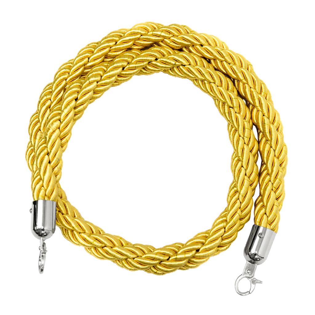 Queue Twisted Barrier Rope with Hooks for Crowd Control Stanchion Yellow 2M