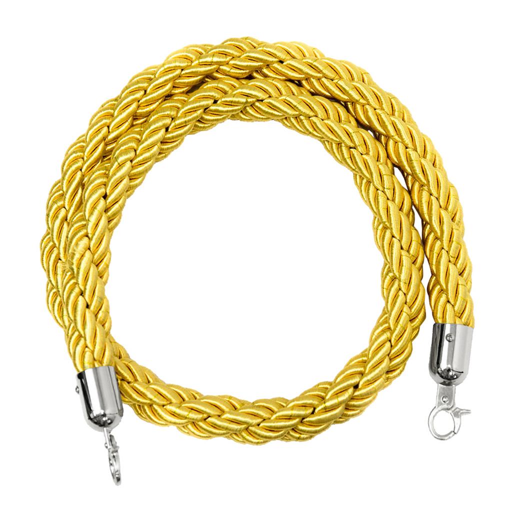 Queue Twisted Barrier Rope with Hooks for Crowd Control Stanchion Yellow 2M