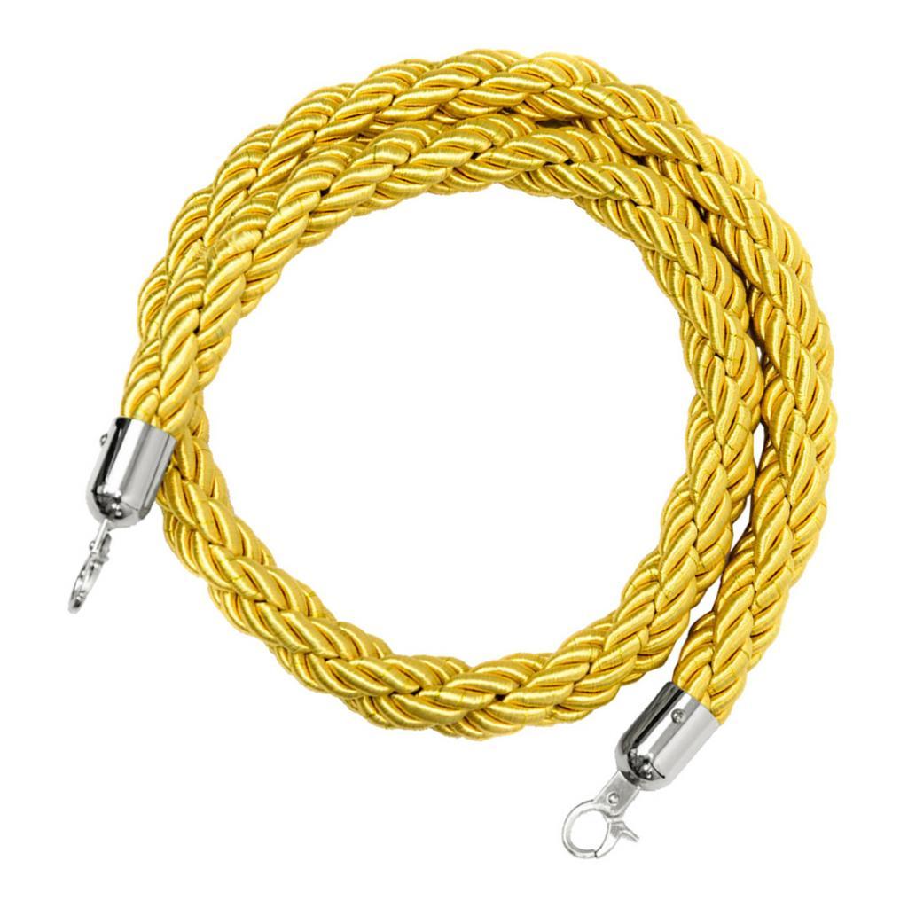 Queue Twisted Barrier Rope with Hooks for Crowd Control Stanchion Yellow 2M