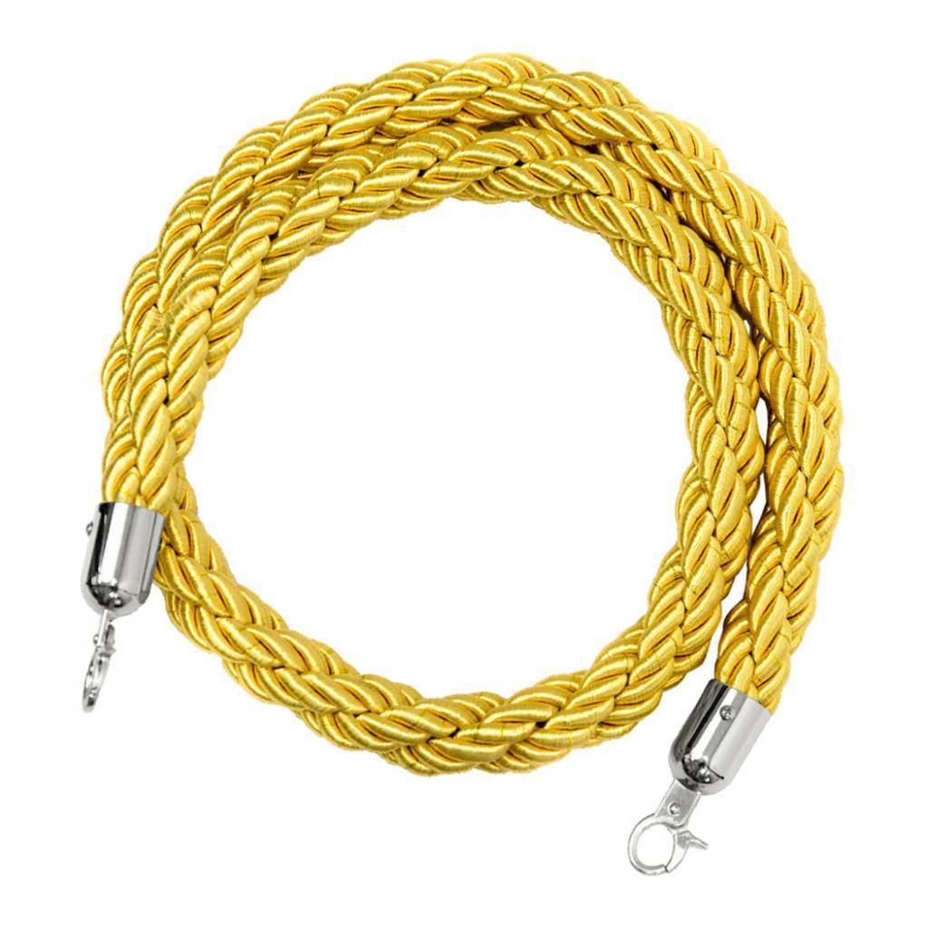 Queue Twisted Barrier Rope with Hooks for Crowd Control Stanchion Yellow 2M