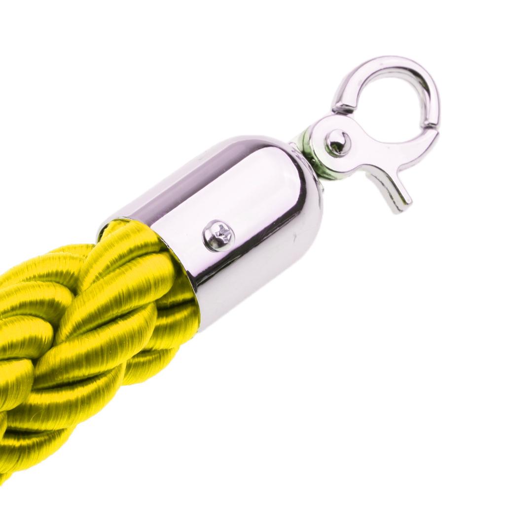 Queue Twisted Barrier Rope with Hooks for Crowd Control Stanchion Yellow 2M