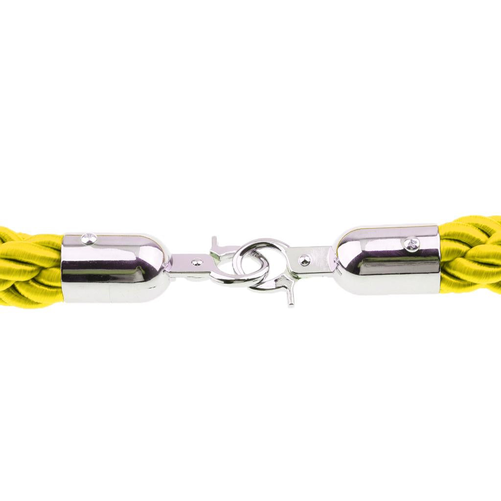 Queue Twisted Barrier Rope with Hooks for Crowd Control Stanchion Yellow 2M