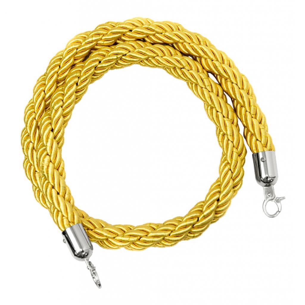 Queue Twisted Barrier Rope with Hooks for Crowd Control Stanchion Yellow 3M