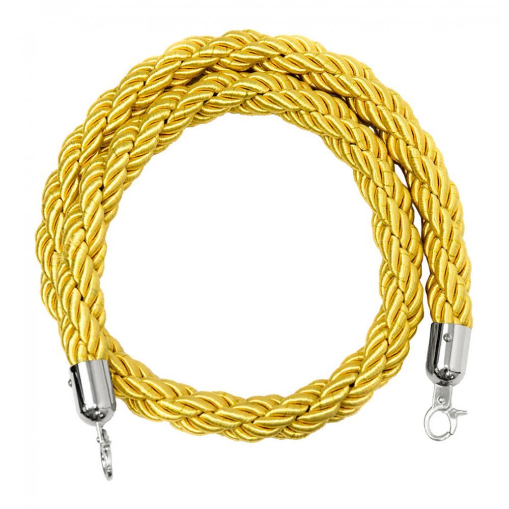 Queue Twisted Barrier Rope with Hooks for Crowd Control Stanchion Yellow 3M