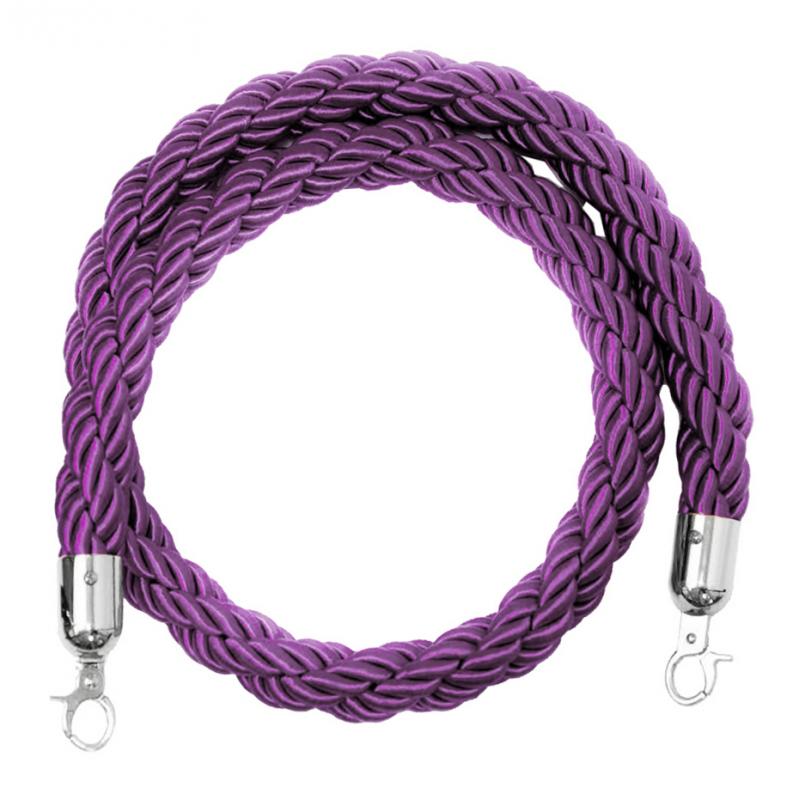 Queue Twisted Barrier Rope with Hooks for Crowd Control Stanchion Purple 2M