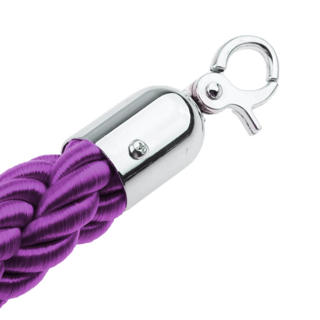 Queue Twisted Barrier Rope with Hooks for Crowd Control Stanchion Purple 2M