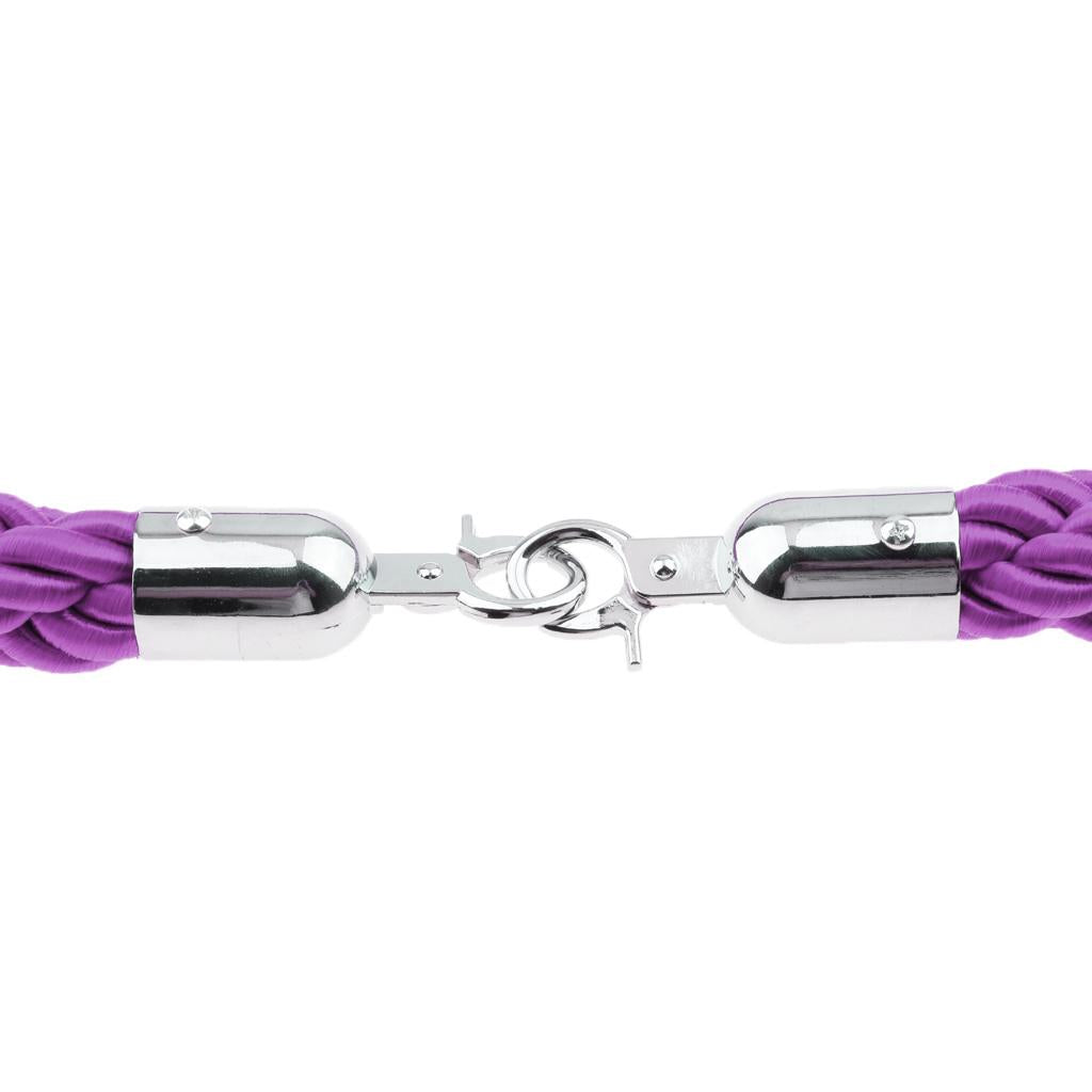 Queue Twisted Barrier Rope with Hooks for Crowd Control Stanchion Purple 2M