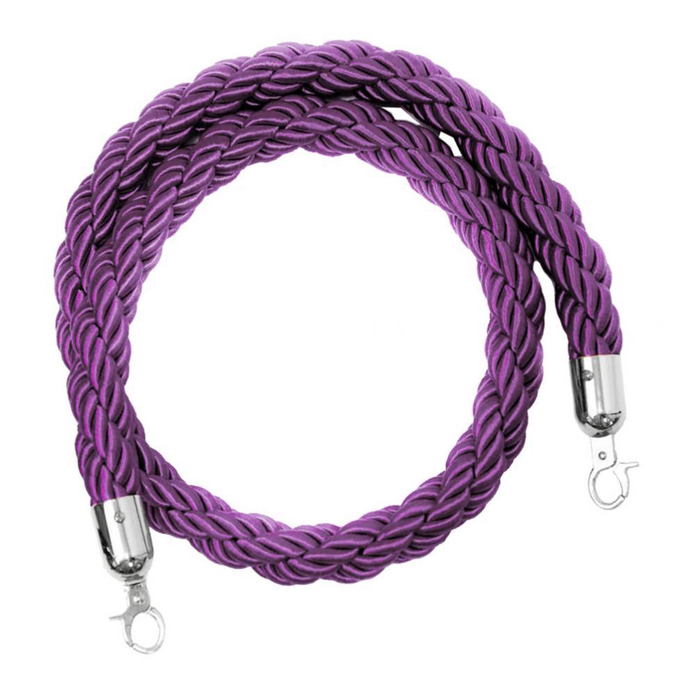 Queue Twisted Barrier Rope with Hooks for Crowd Control Stanchion Purple 3M