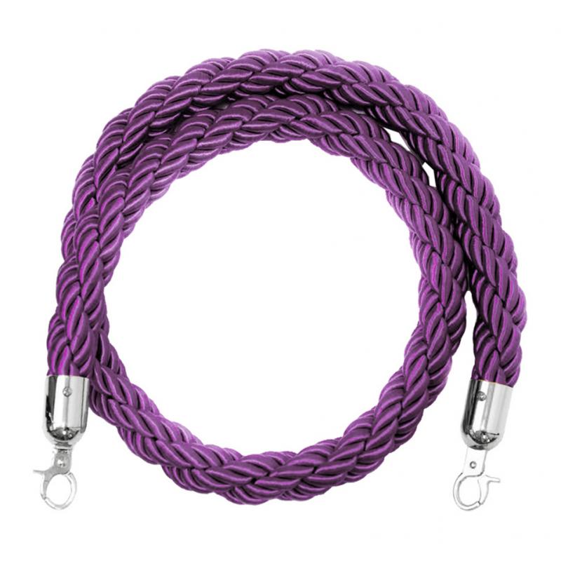 Queue Twisted Barrier Rope with Hooks for Crowd Control Stanchion Purple 3M