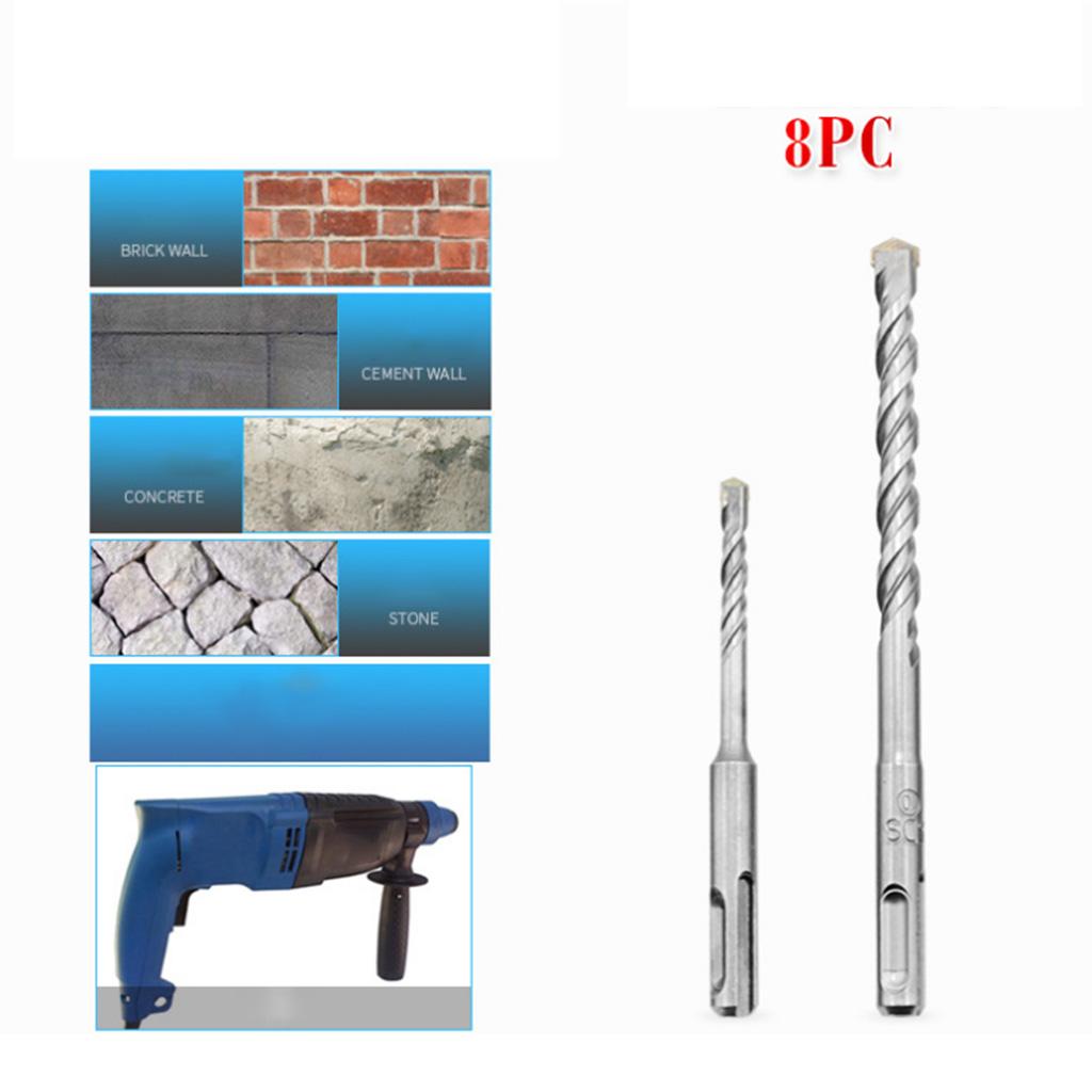 8 Pcs Rotary Hammer SDS Plus Bits for Concrete Wall Masonry 5 6 8 10 12mm