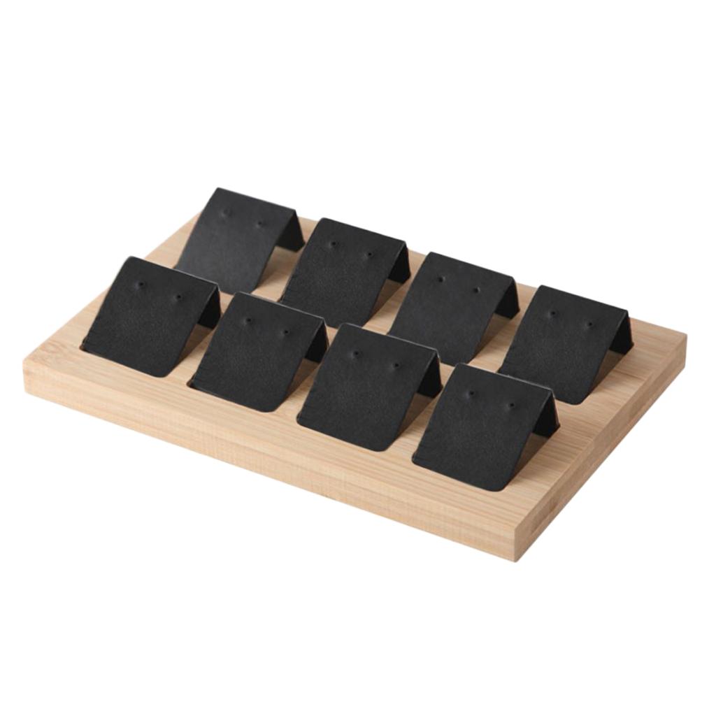 Wood Earring Card Holder w/ Tray for Jewelry Accessory Display 8 Pair Black