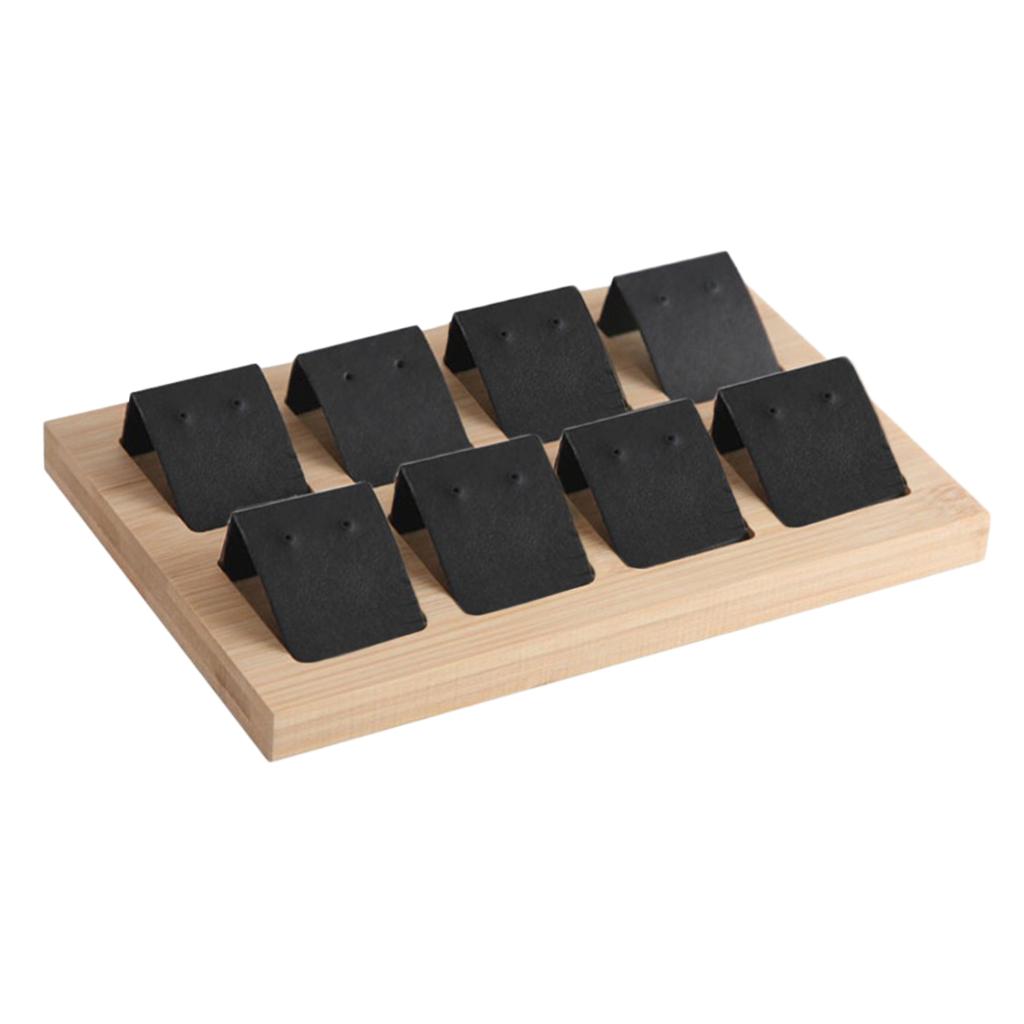 Wood Earring Card Holder w/ Tray for Jewelry Accessory Display 8 Pair Black