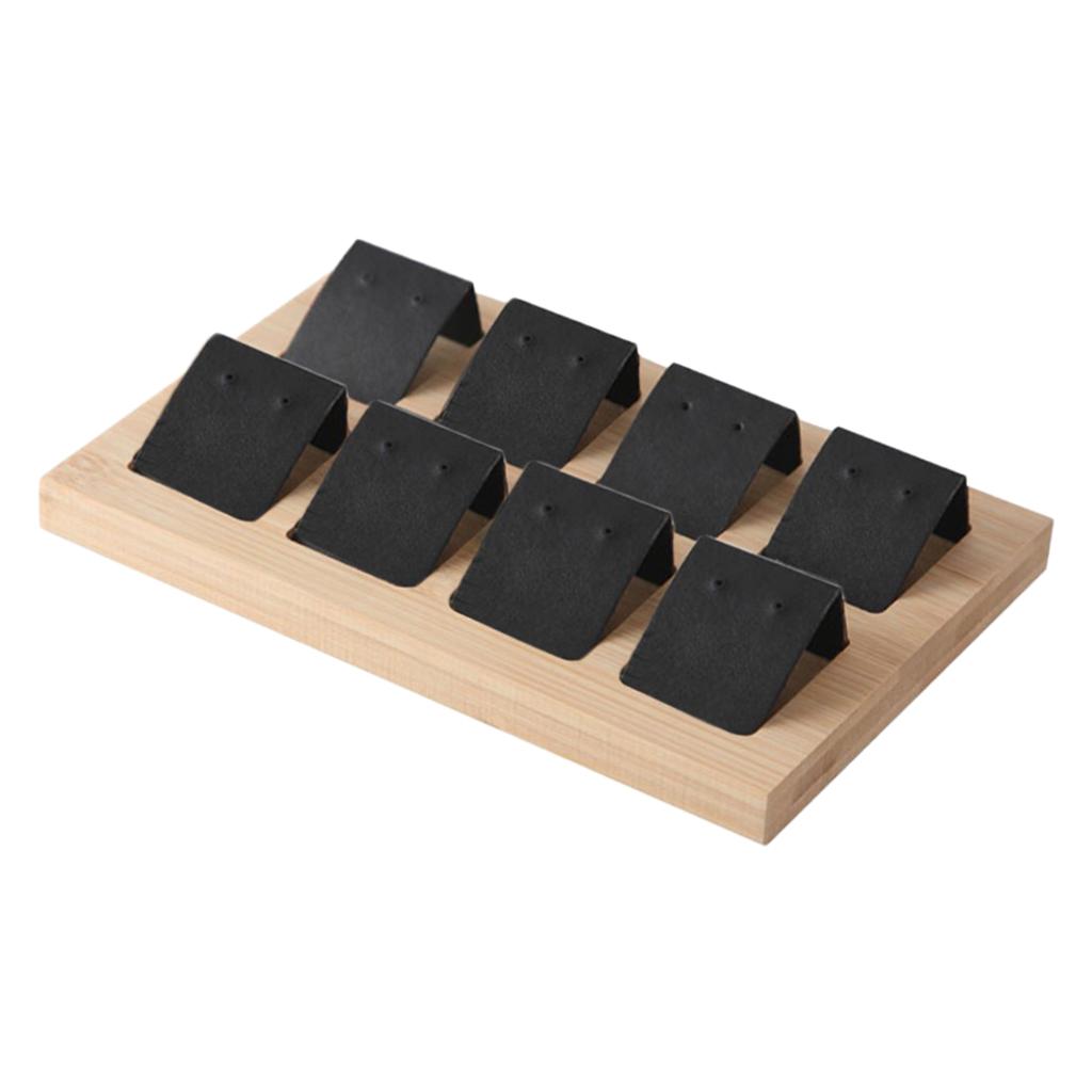 Wood Earring Card Holder w/ Tray for Jewelry Accessory Display 8 Pair Black