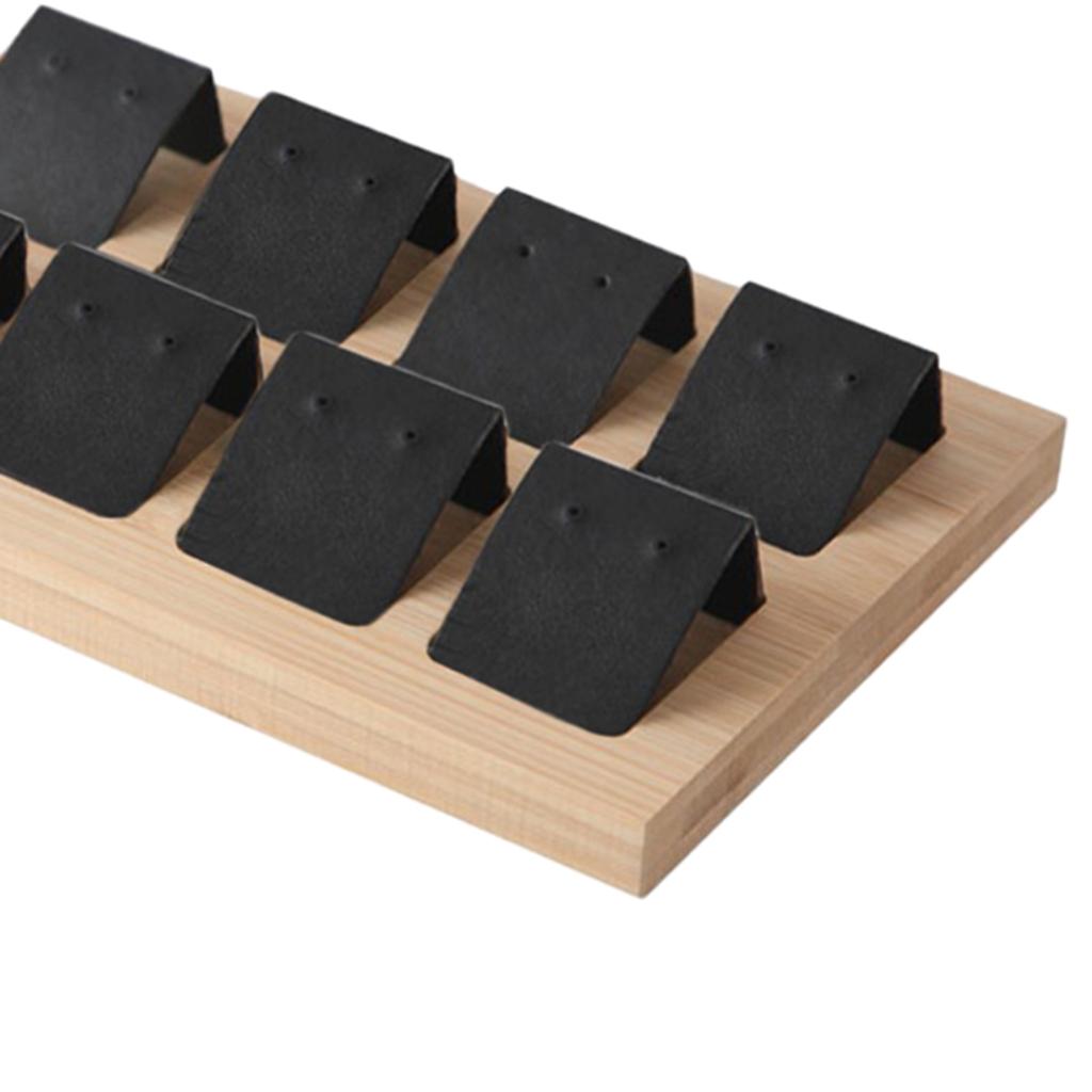 Wood Earring Card Holder w/ Tray for Jewelry Accessory Display 8 Pair Black