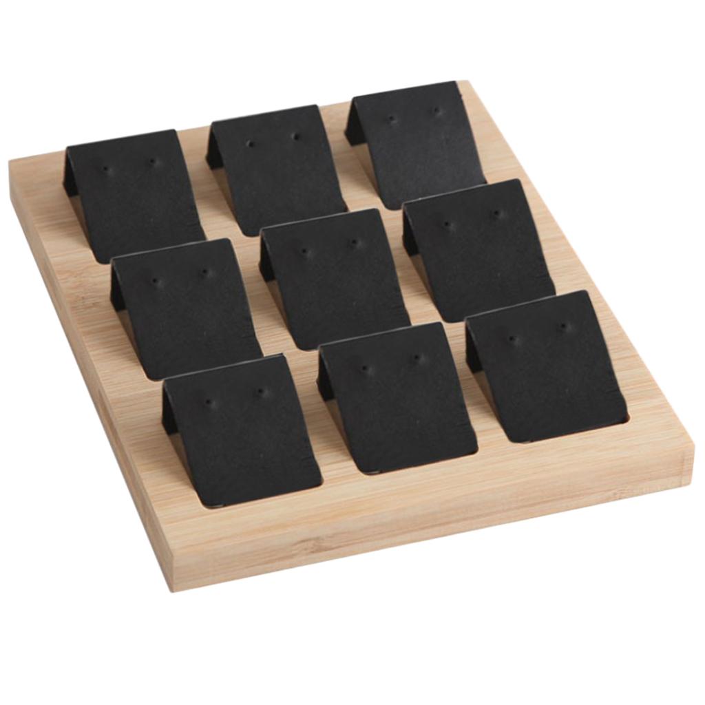 Wood Earring Card Holder w/ Tray for Jewelry Accessory Display 9 Pair Black