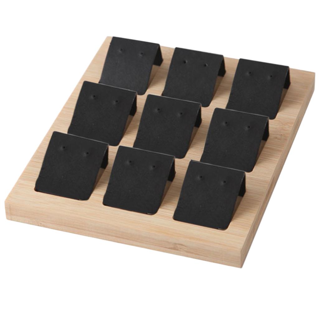 Wood Earring Card Holder w/ Tray for Jewelry Accessory Display 9 Pair Black