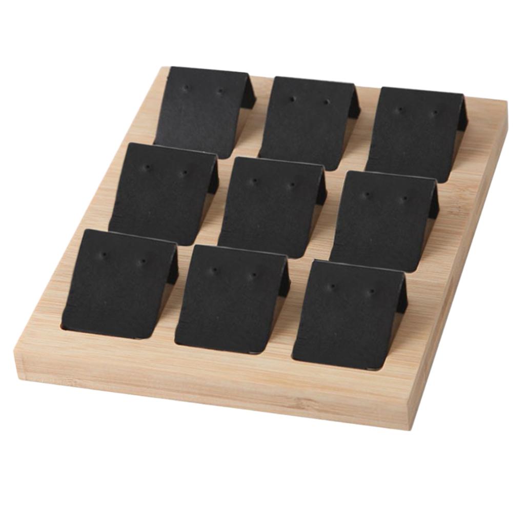 Wood Earring Card Holder w/ Tray for Jewelry Accessory Display 9 Pair Black