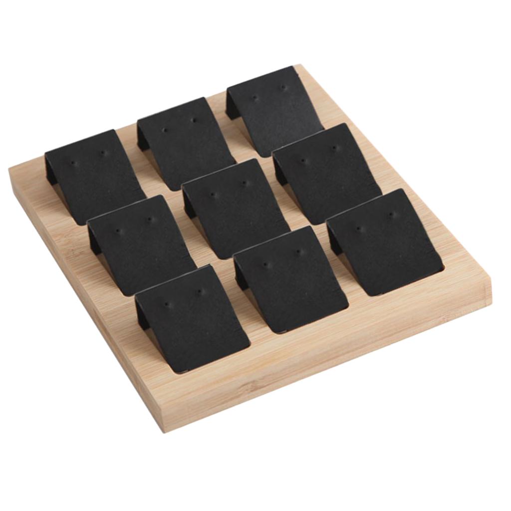 Wood Earring Card Holder w/ Tray for Jewelry Accessory Display 9 Pair Black