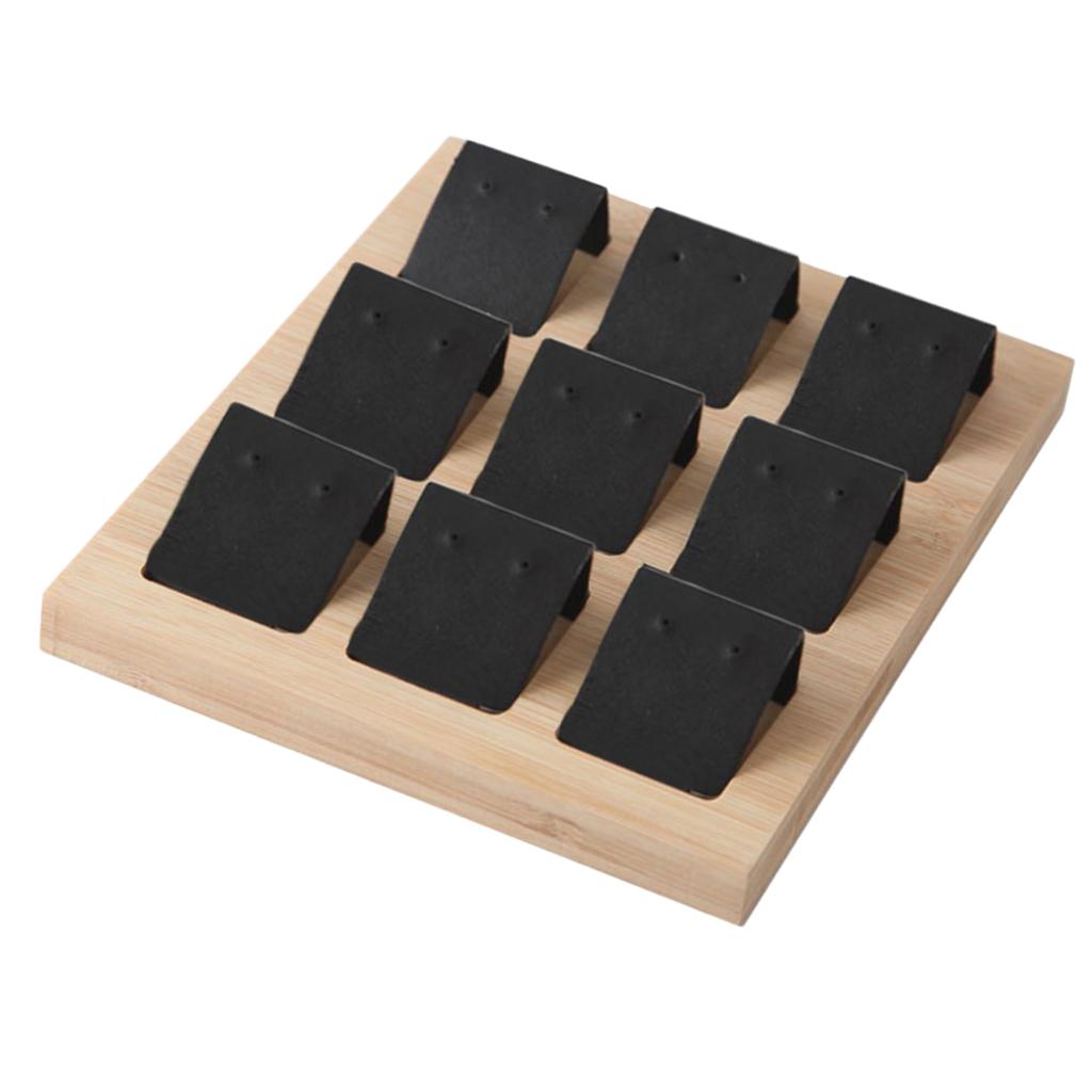 Wood Earring Card Holder w/ Tray for Jewelry Accessory Display 9 Pair Black