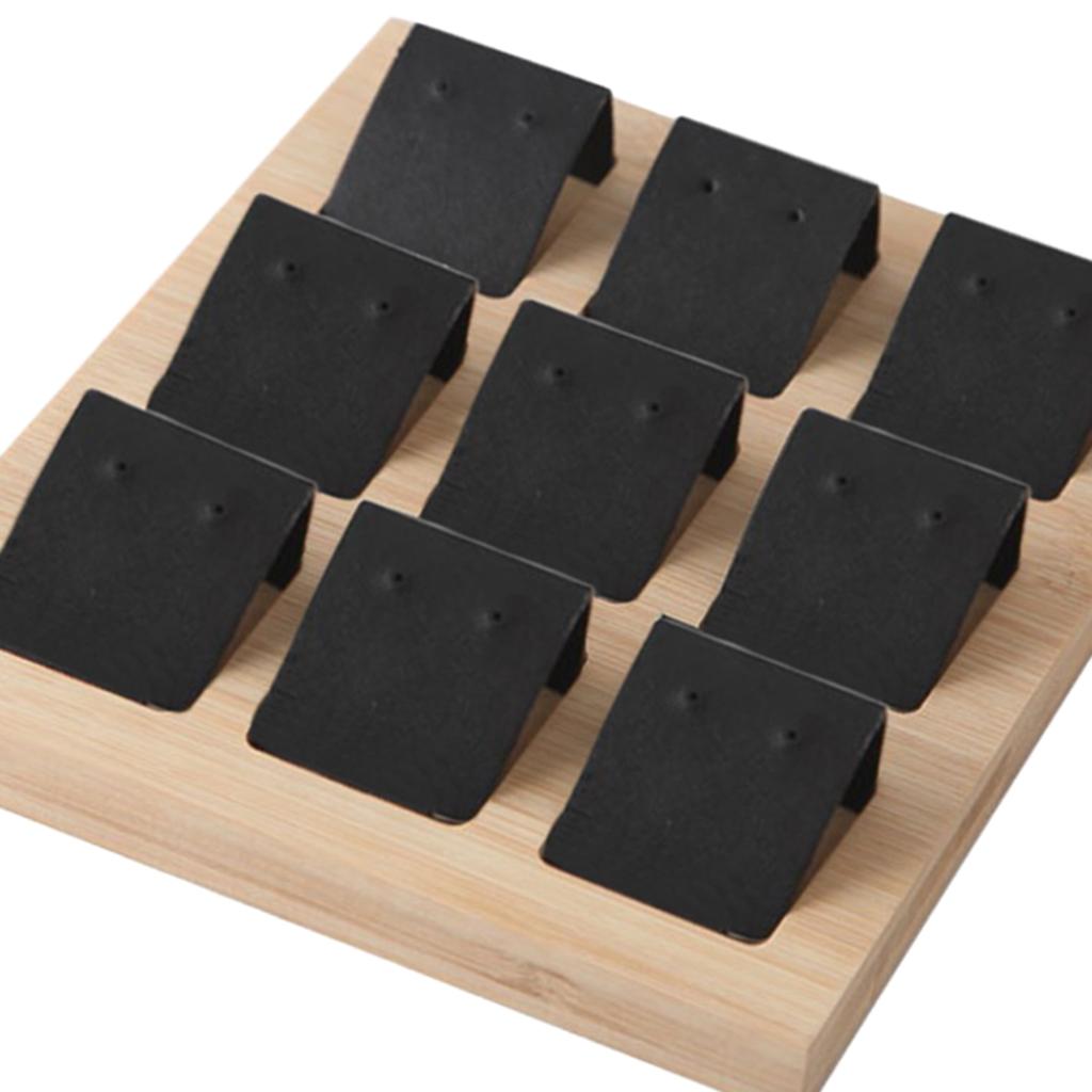 Wood Earring Card Holder w/ Tray for Jewelry Accessory Display 9 Pair Black