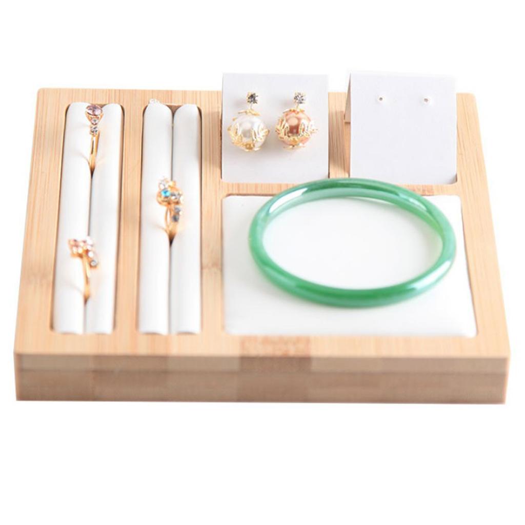 Wood Jewelry Display Stand for Ring Earrings Necklace Bracelet 3 in 1 White