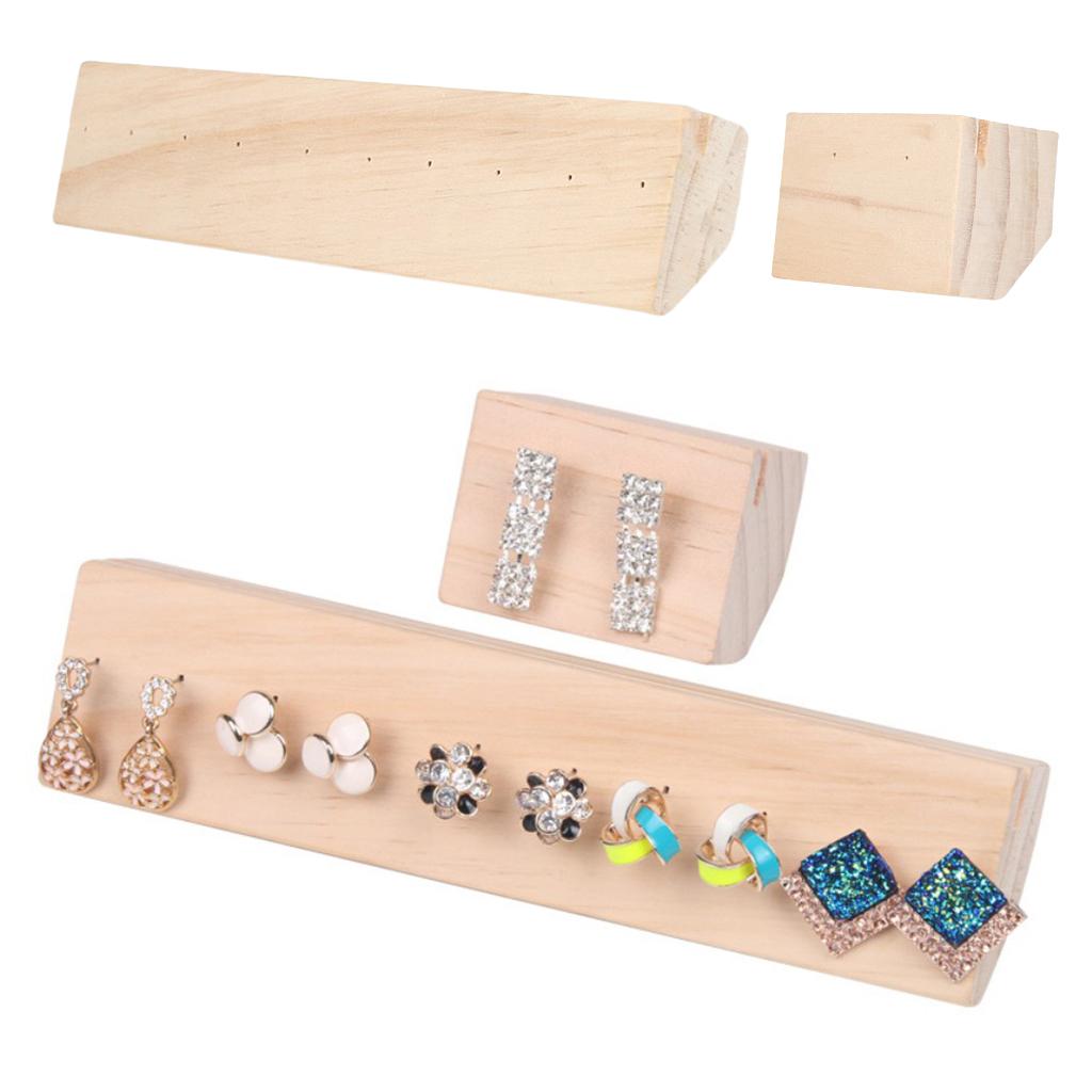 Wood Stud Earring Display Stand Holder Jewelry Storage Organizer 6x6x4.7cm