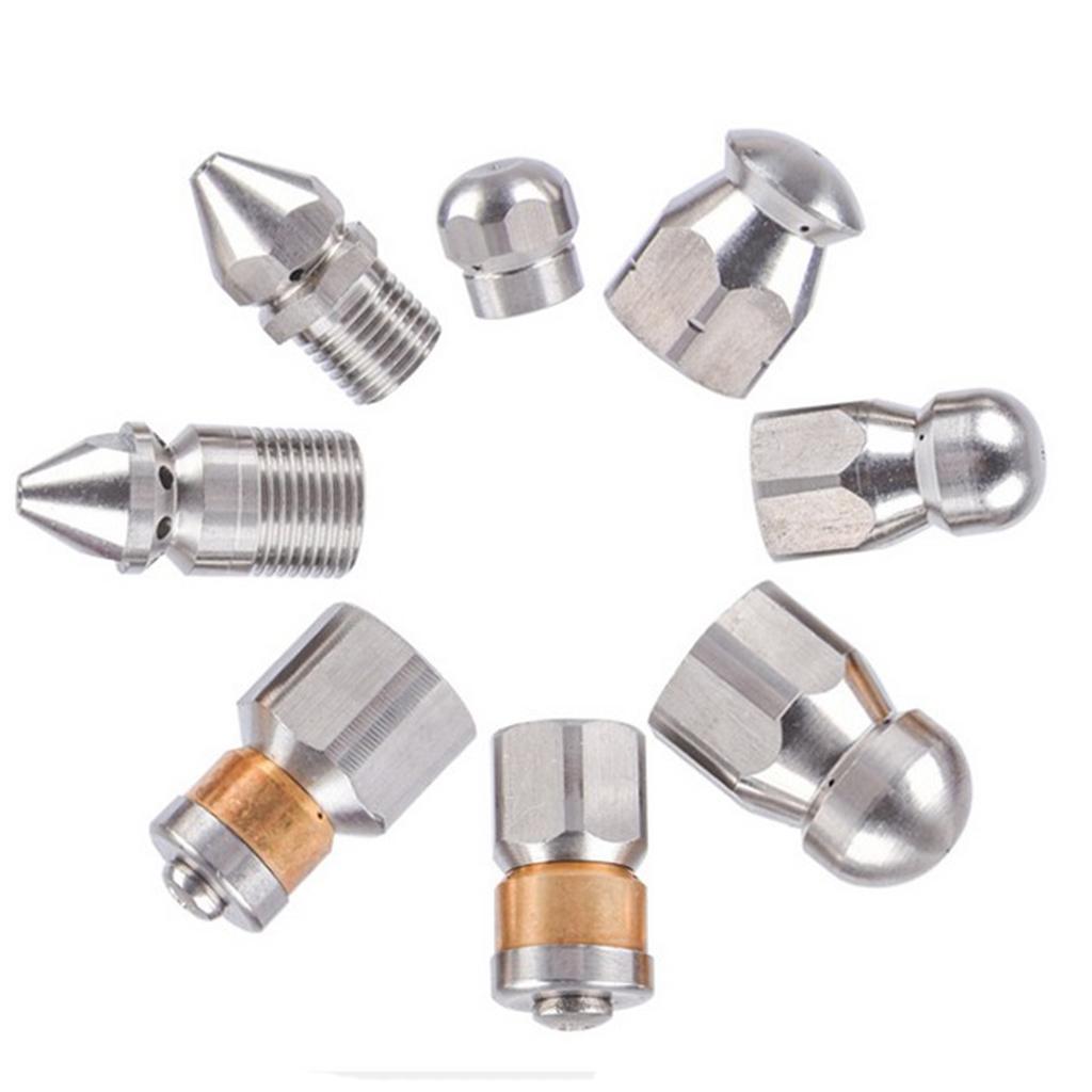 Pressure Sewer Cleaning Pipe Drain Jetter Nozzle 3/8 Thread Stainless Steel