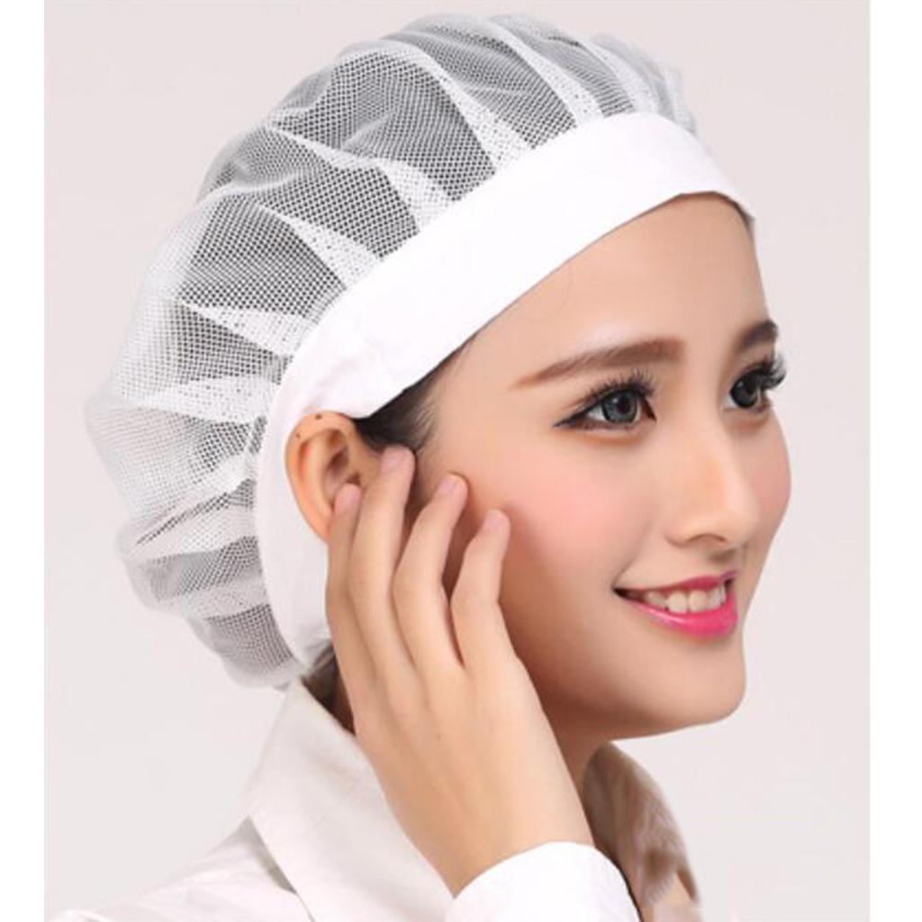 Unisex Elastic Canteen Breathable Mesh Catering Cap Hat White-Slipknot