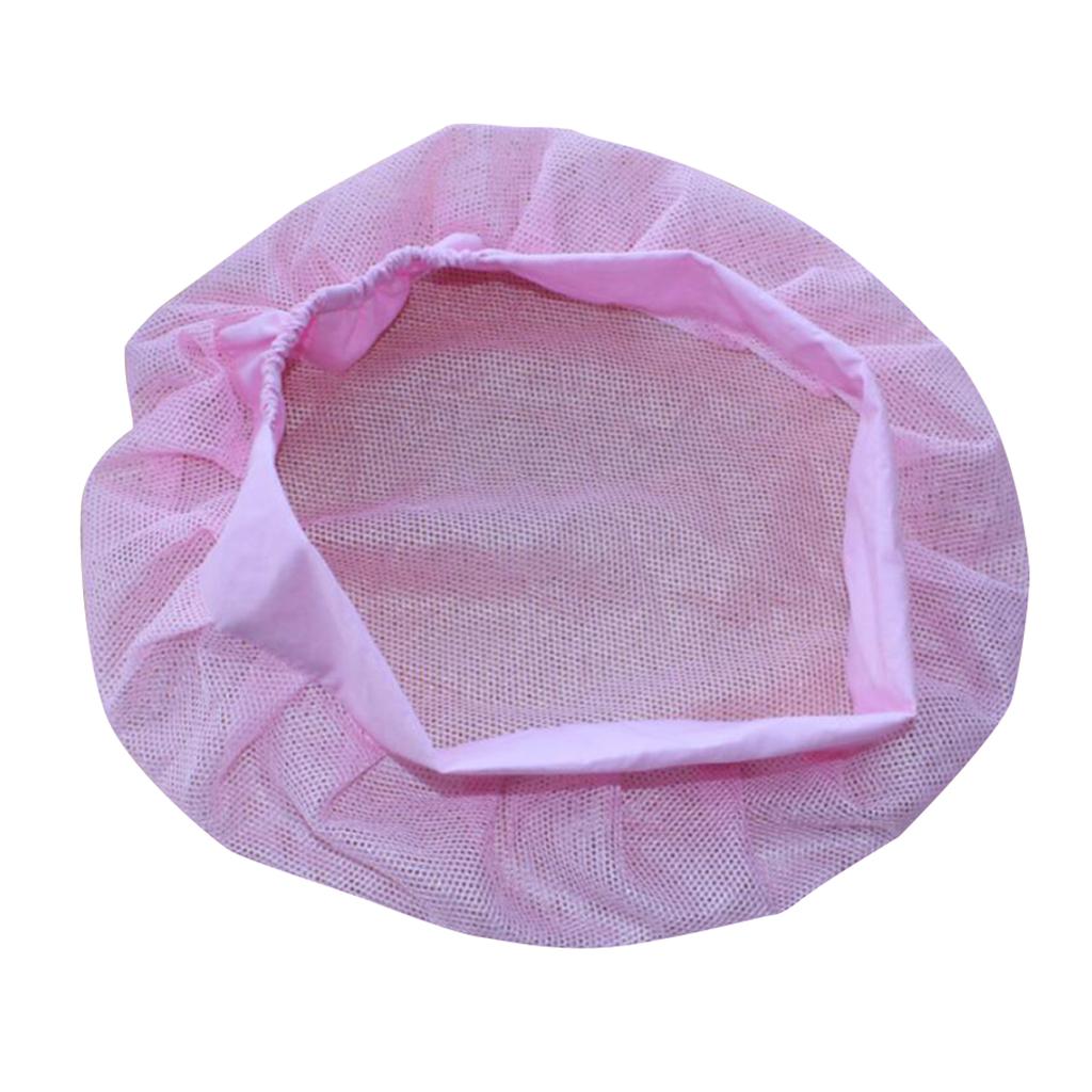 Unisex Elastic Canteen Breathable Mesh Catering Cap Hat Pink-Elastic