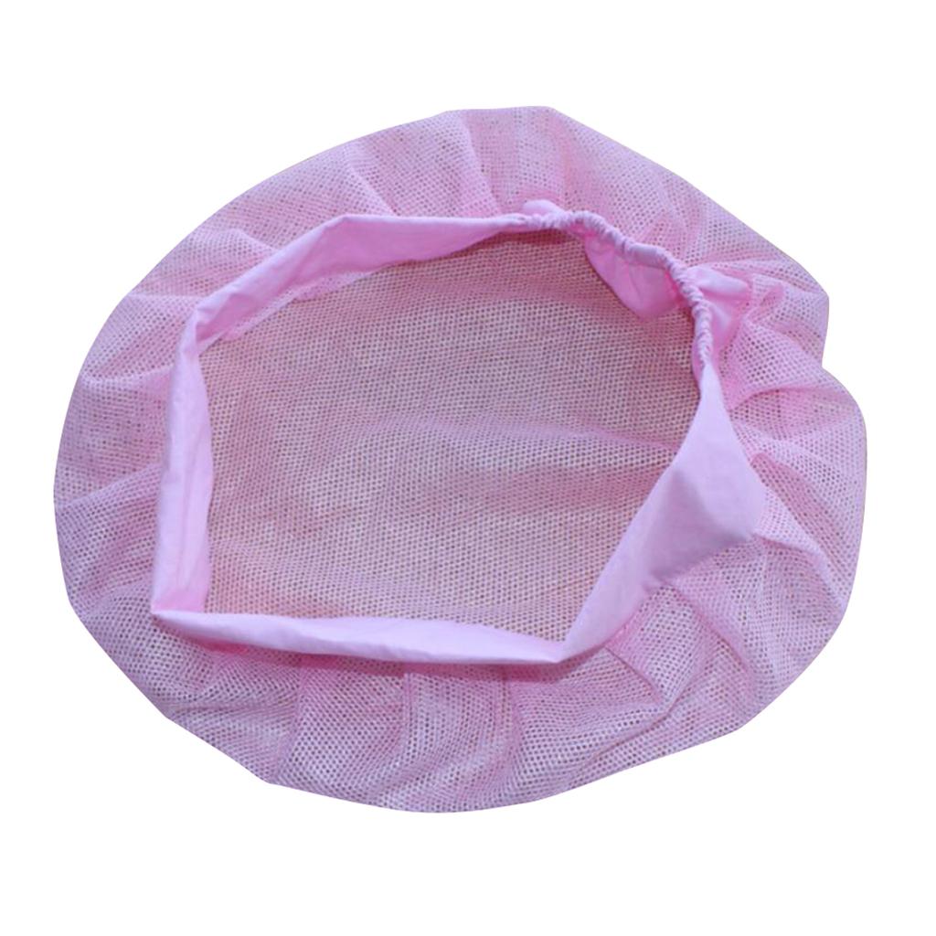 Unisex Elastic Canteen Breathable Mesh Catering Cap Hat Pink-Elastic