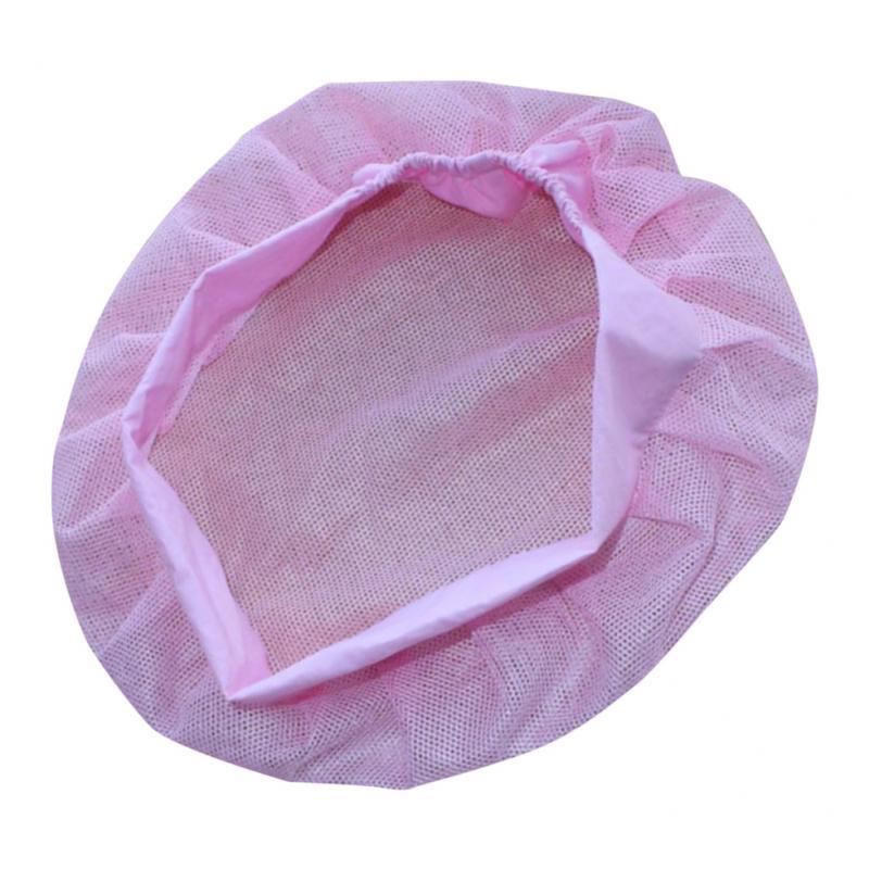 Unisex Elastic Canteen Breathable Mesh Catering Cap Hat Pink-Elastic