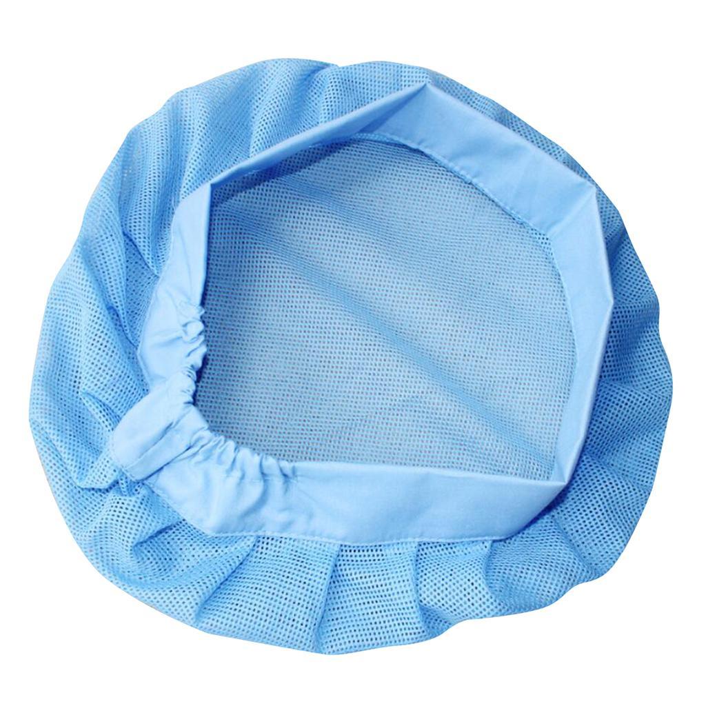 Unisex Elastic Canteen Breathable Mesh Catering Cap Hat Light Blue-Elastic