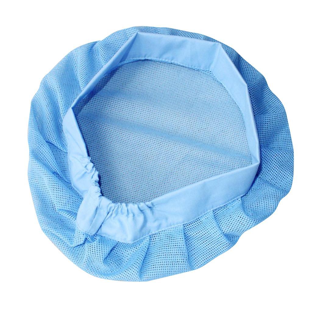 Unisex Elastic Canteen Breathable Mesh Catering Cap Hat Light Blue-Elastic