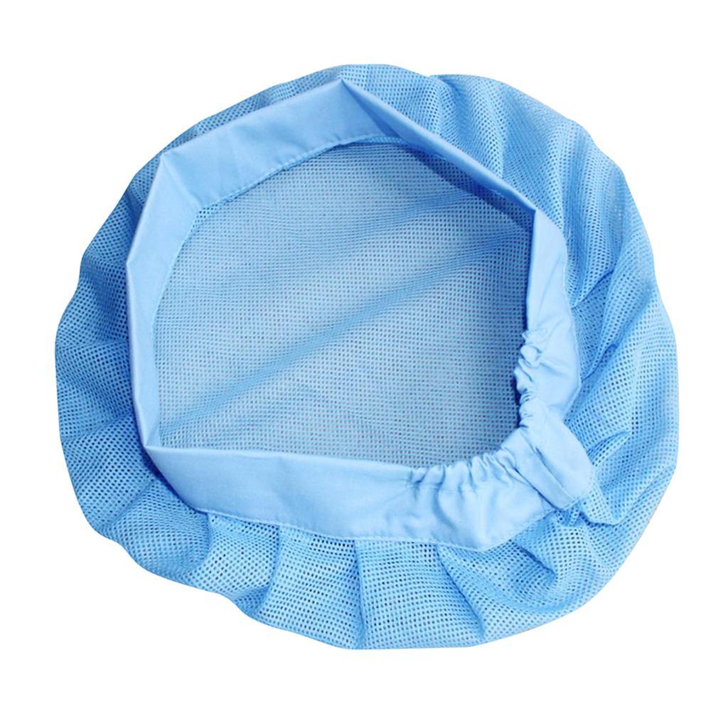 Unisex Elastic Canteen Breathable Mesh Catering Cap Hat Light Blue-Elastic