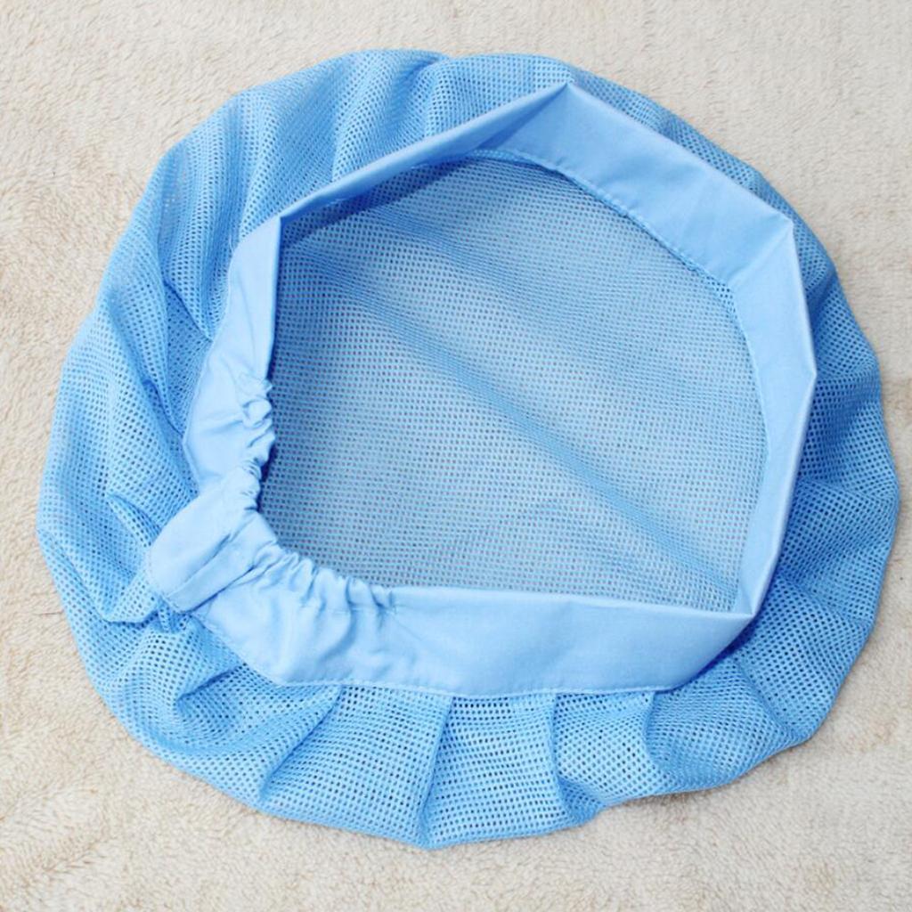 Unisex Elastic Canteen Breathable Mesh Catering Cap Hat Light Blue-Elastic