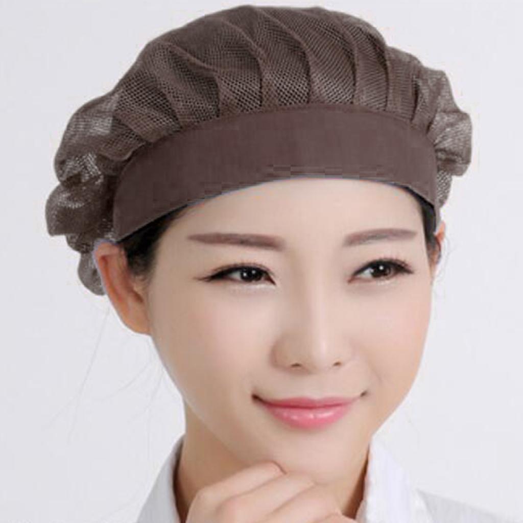 Unisex Elastic Canteen Breathable Mesh Catering Cap Hat Coffee-Elastic