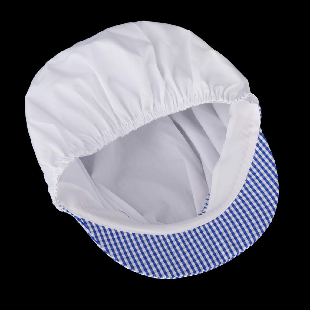 Chef Hat Catering Hair Net Workshop Net Cap Blue Grid-C