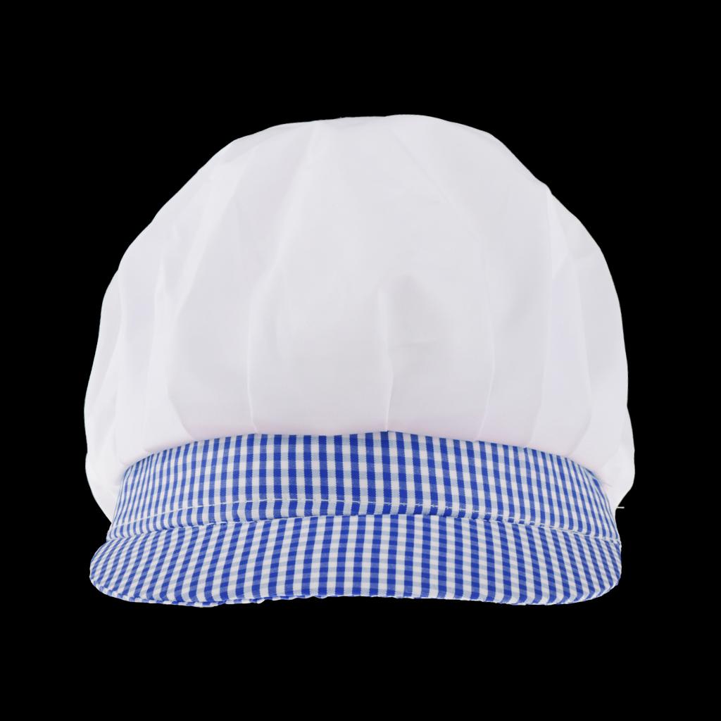 Chef Hat Catering Hair Net Workshop Net Cap Blue Grid-C