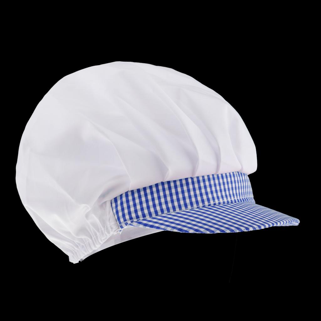 Chef Hat Catering Hair Net Workshop Net Cap Blue Grid-C