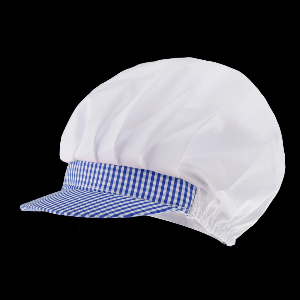 Chef Hat Catering Hair Net Workshop Net Cap Blue Grid-C