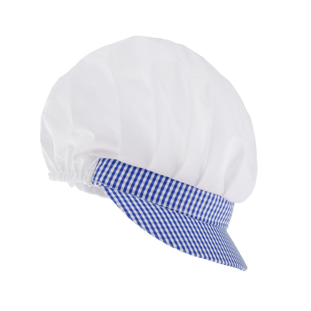 Chef Hat Catering Hair Net Workshop Net Cap Blue Grid-C