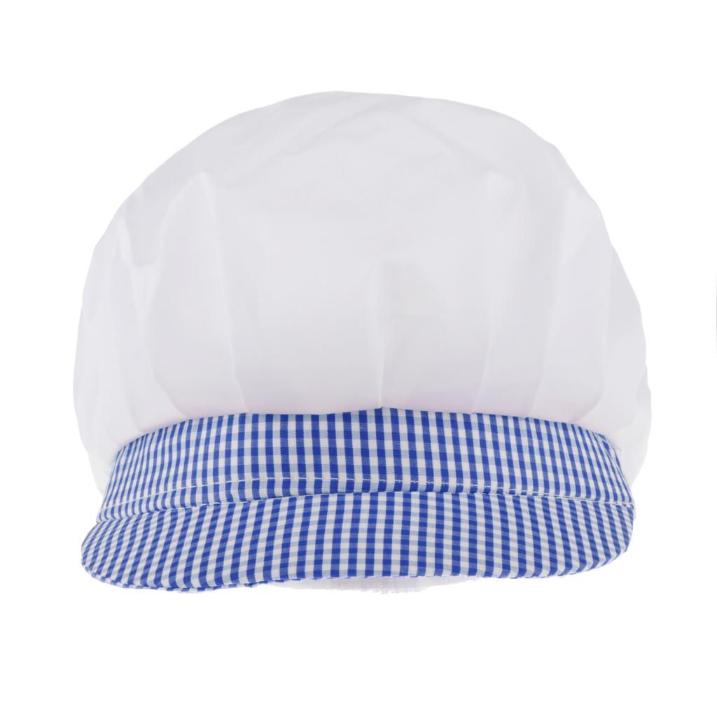 Chef Hat Catering Hair Net Workshop Net Cap Blue Grid-C