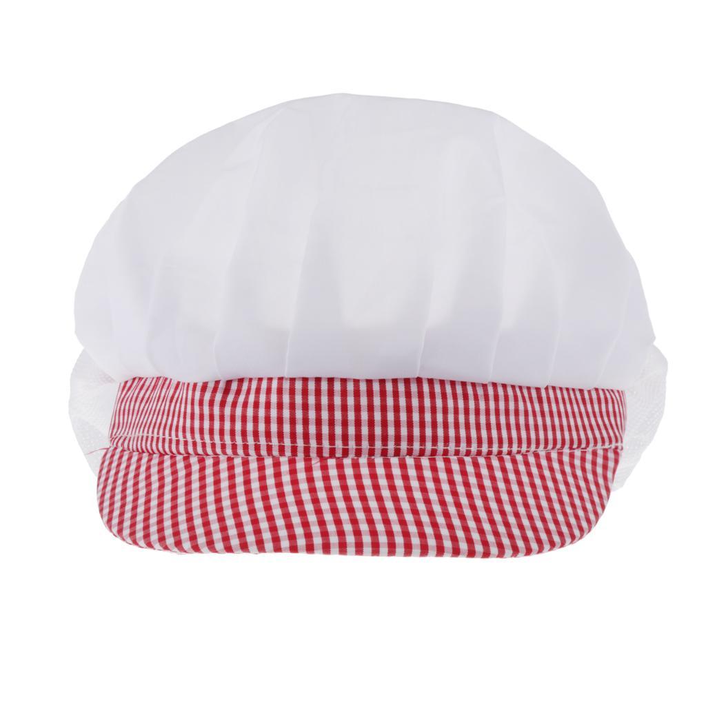 Chef Hat Catering Hair Net Workshop Net Cap Red Grid-A