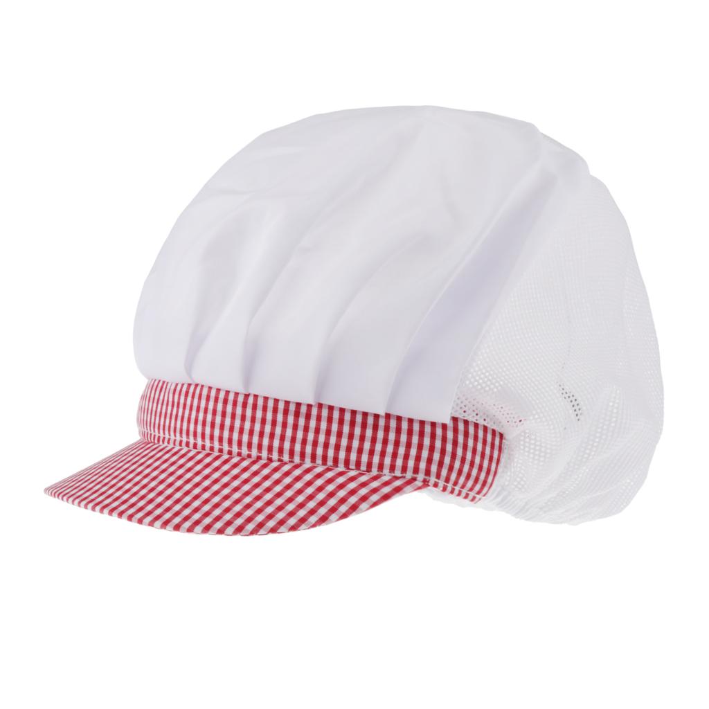 Chef Hat Catering Hair Net Workshop Net Cap Red Grid-A