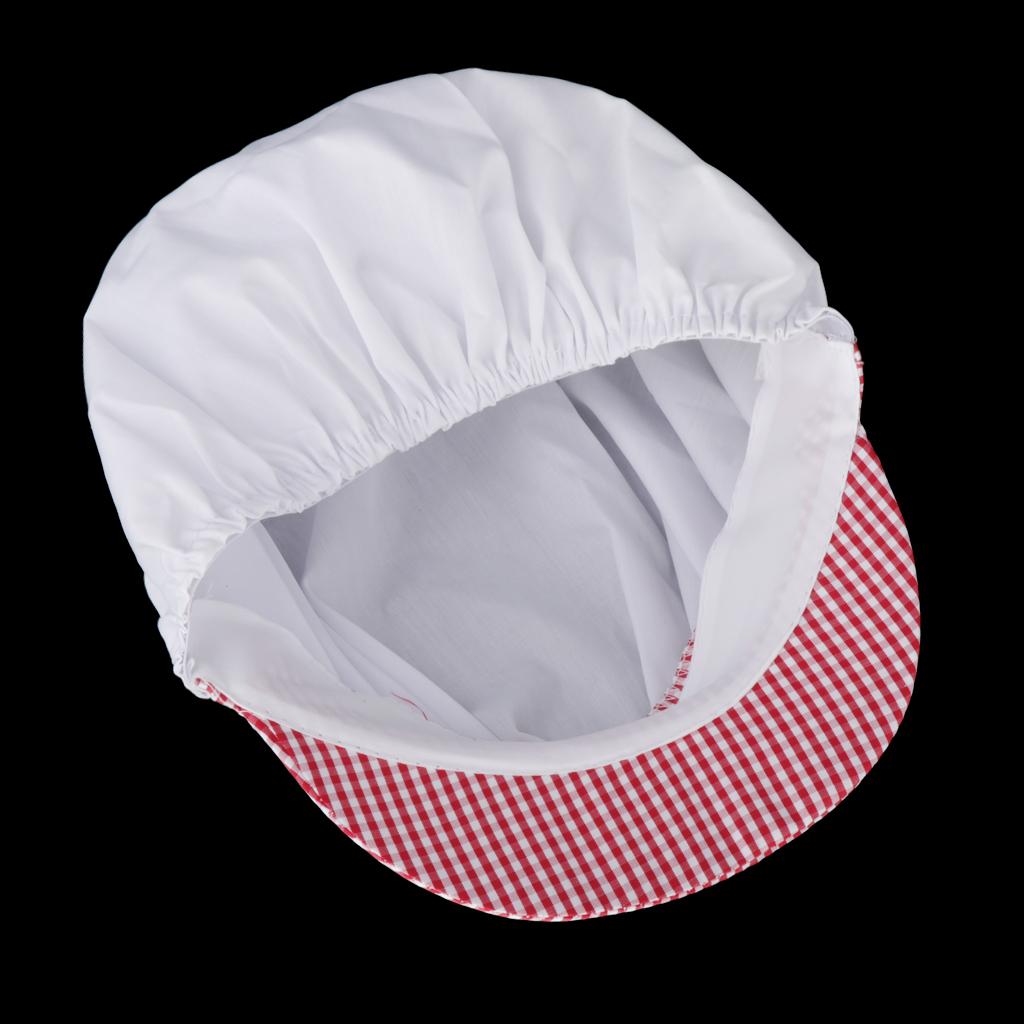 Chef Hat Catering Hair Net Workshop Net Cap Red Grid-C